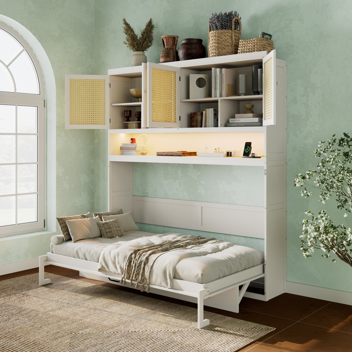 Twin Engineered Wood Murphy Bed White