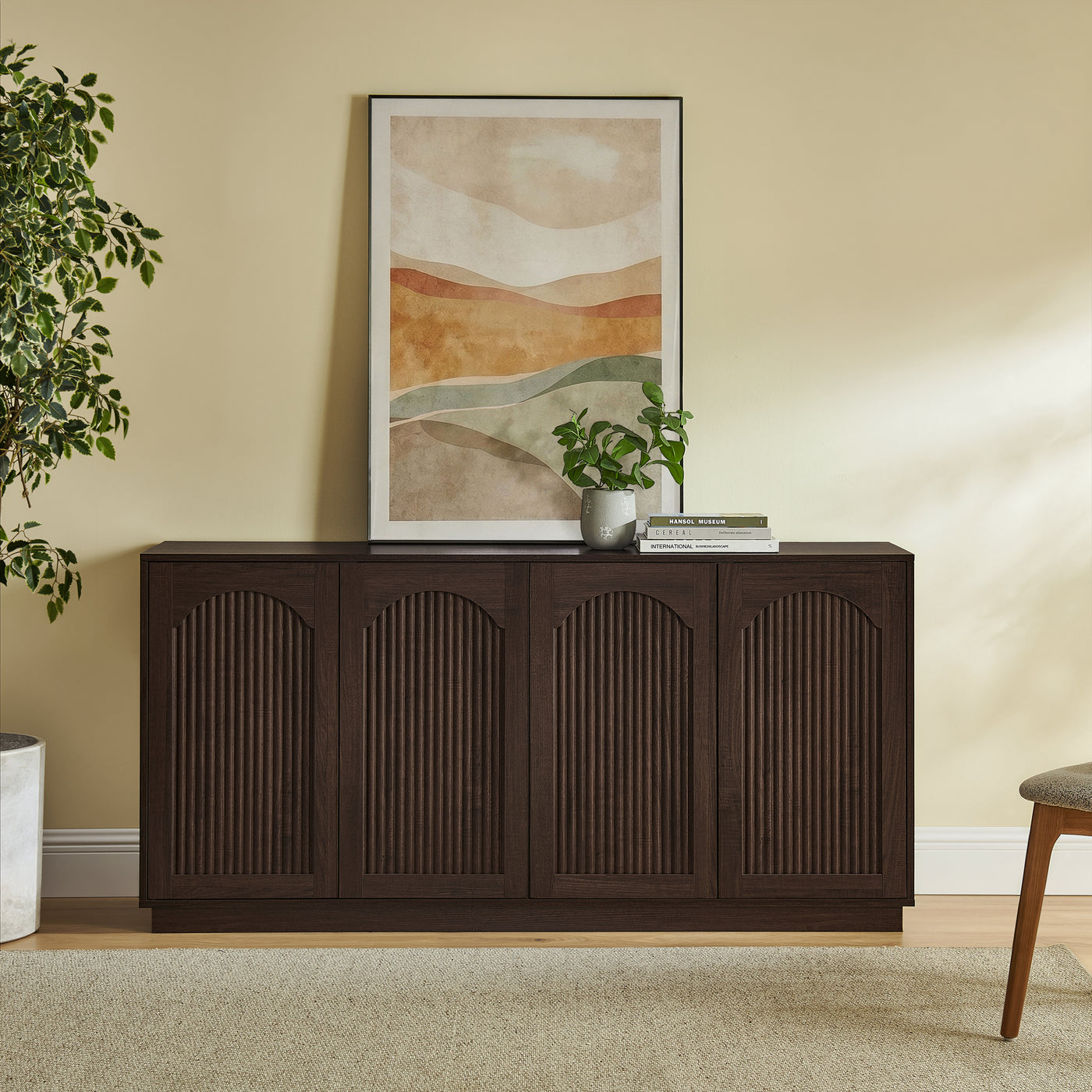 64" TV Stand Entertainment Center with Storage Shelves
