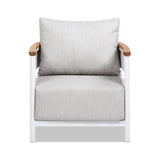 Rhodes 29' Upholstered Teak & Aluminum Patio Arm Chair Birch Gray Chenille