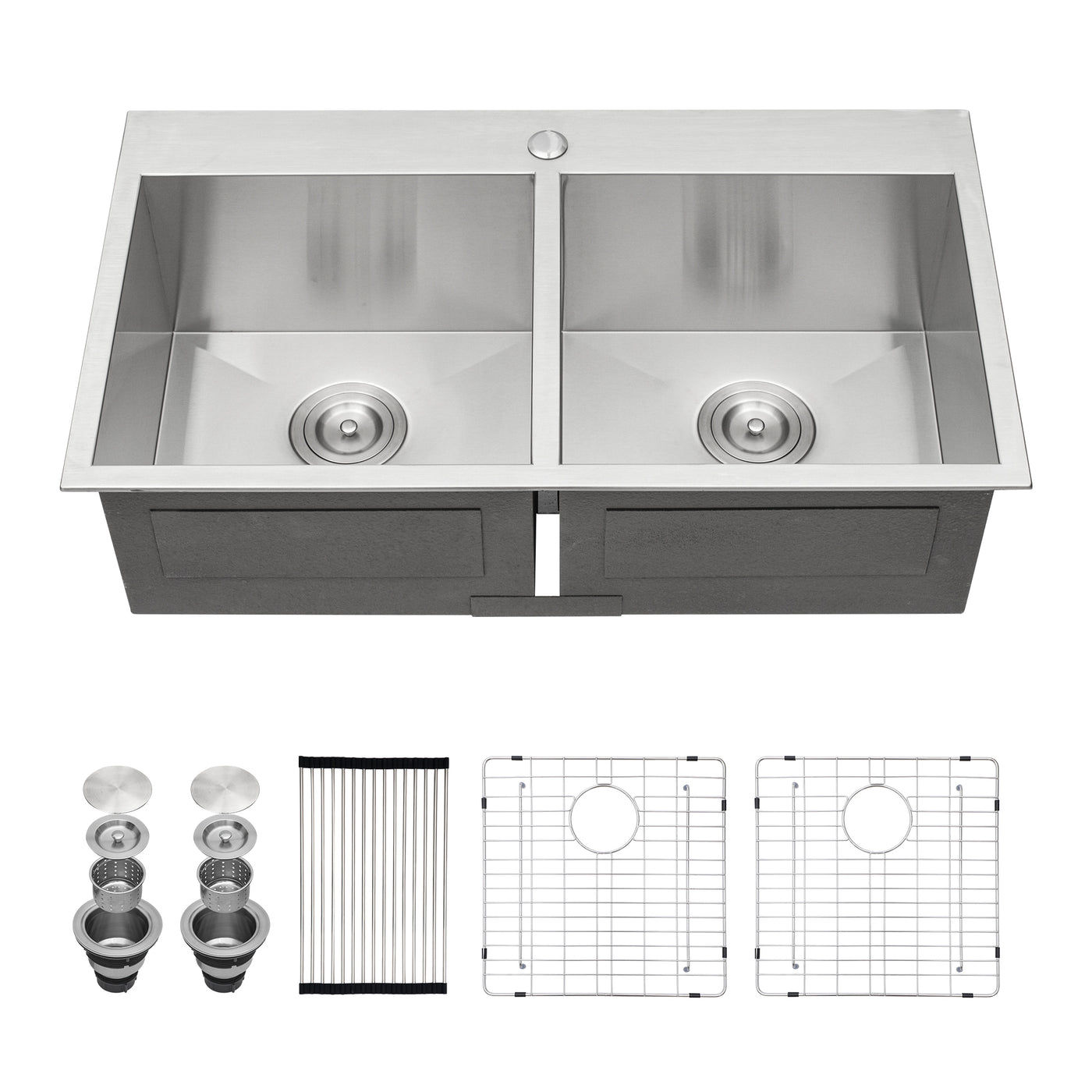 Double Bowl Drop In Sink 33x22 Stainless Steel 18 Gauge
