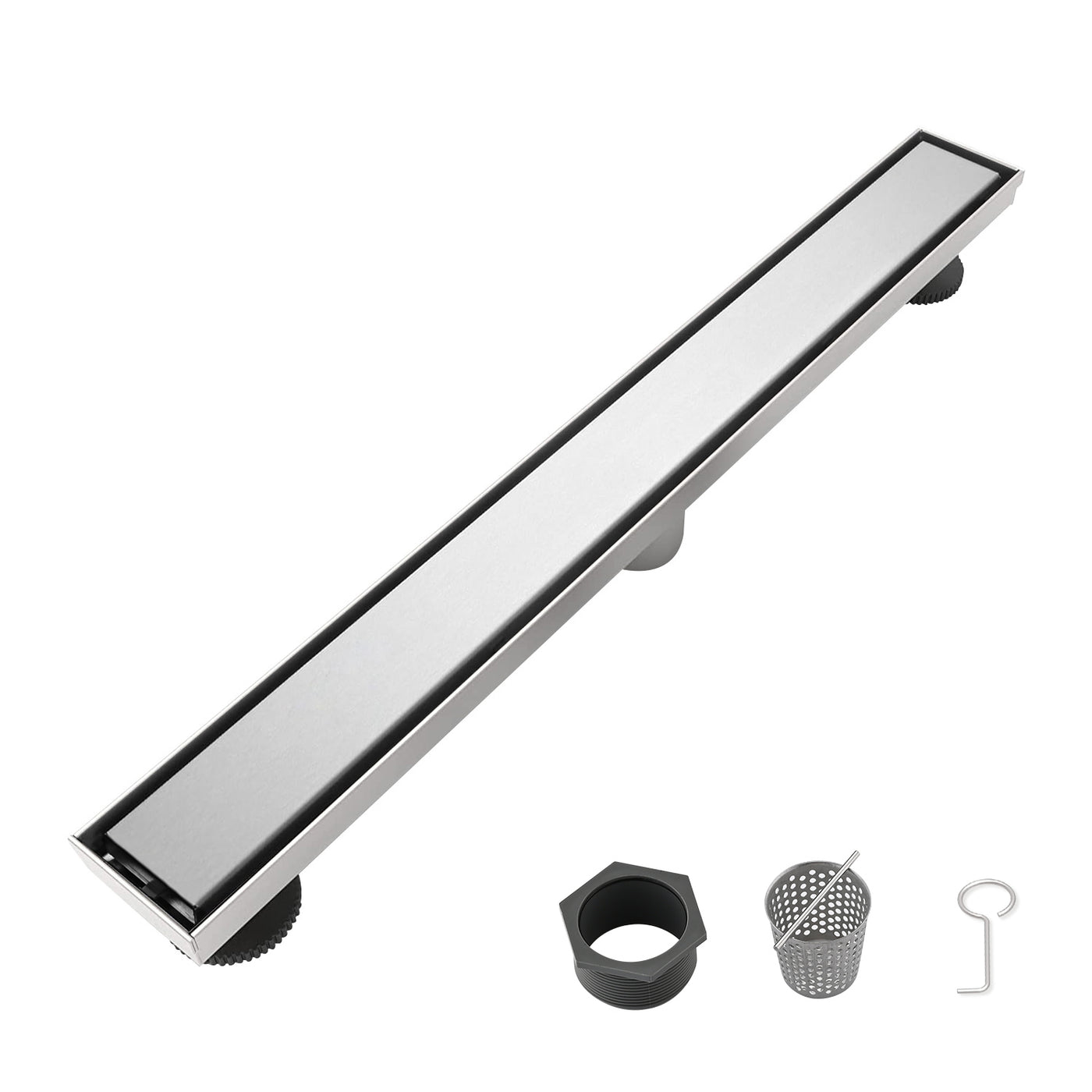 24" Linear Shower Drain Stainless Steel with Hair Strainer