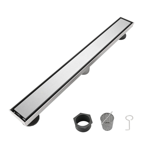 24" Linear Shower Drain Stainless Steel with Hair Strainer
