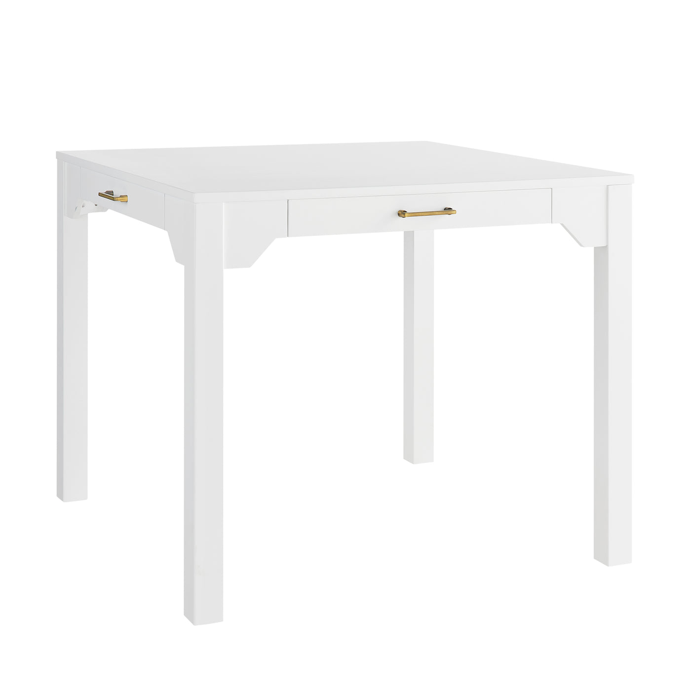 White Square Dining Table with Storage Drawer