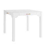White Square Dining Table with Storage Drawer