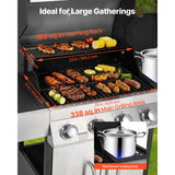 Gas Grill, 4 Burner Propane Gas Grill with Side Burner