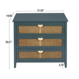 3 Drawer Cabinet, Natural rattan, American Furniture, Suitable for bedroom