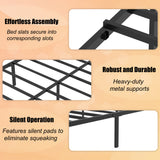 Queen Metal Platform Bed with Headboard Black