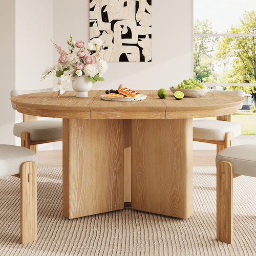 Modern Farmhouse Oval Extendable Dining Table 42-58" x 42