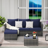 2 Pieces Patio Furniture Set, Outdoor Woven Sectional L- Shaped Patio Furniture