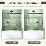 56-60"W x 60"H Frameless Sliding Tub Shower Door Enclosure