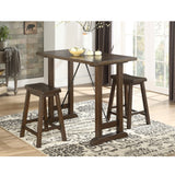 3-Piece Counter Height Dining Set with Stools Brown Cherry