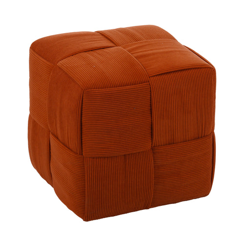 Brown Square Corduroy Ottoman Foot Rest with Woven Design and High-Resilience