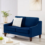 Navy Velvet 2-Seater Loveseat Sofa with Removable Covers