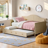 Twin Solid Wood Daybed with Drawer Rolling Trundle, Multi-Purpose Single Sofa Be