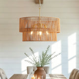 23.62" Handwoven Woven Paper Rattan Chandelier