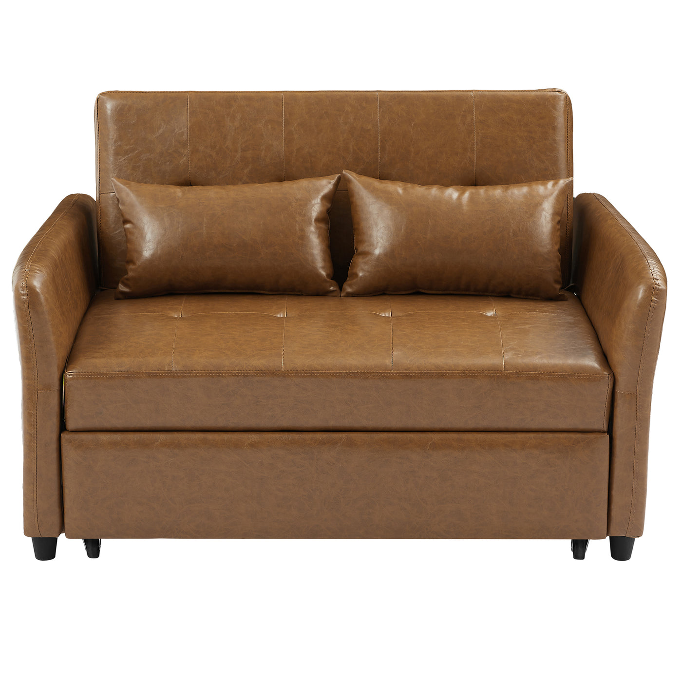Orisfur Brown Convertible Sleeper Sofa Bed with Adjustable Armchair and 3 USB Ports, 51.57' for Small Spaces