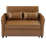 Orisfur Brown Convertible Sleeper Sofa Bed with Adjustable Armchair and 3 USB Ports, 51.57' for Small Spaces
