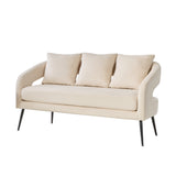 Modern Velvet Loveseat Settee with Pillows, Beige, 53.7