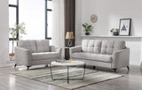 Light Gray Woven Fabric Sofa Loveseat Living Room Set