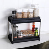 Cabinet Organizer Pull Out Drawers 2 Hooks Black