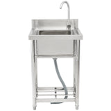 Stainless Steel 1 Compartment Utility Sink with Faucet Legs