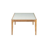Frosted Glass Top Coffee Table with Natural Wood Legs