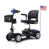 Mobility Scooter 4-Wheel Metal Blue 300 LB 10 Mile Basket Cup Holder 5 mph