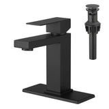 Black Waterfall Bathroom Sink Faucet 1 Hole with Pop Up Drain