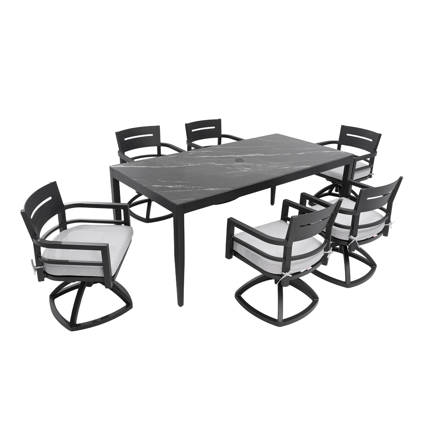 7-Piece Outdoor Patio Dining Set, 35.5"x71" Table, Sunbrella