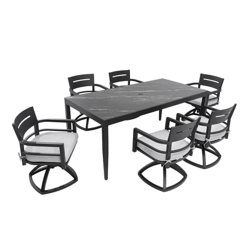 7-Piece Outdoor Patio Dining Set, 35.5"x71" Table, Sunbrella