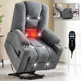 Lift Recliner Chair w/ Massage Heat USB Ports Blue Grey