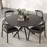 47.2" Round Dining Table Seats 4-6 Solid Wood Pedestal