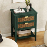 2 Drawer Side table, Naturel Rattan, End table, Suitable for bedroom