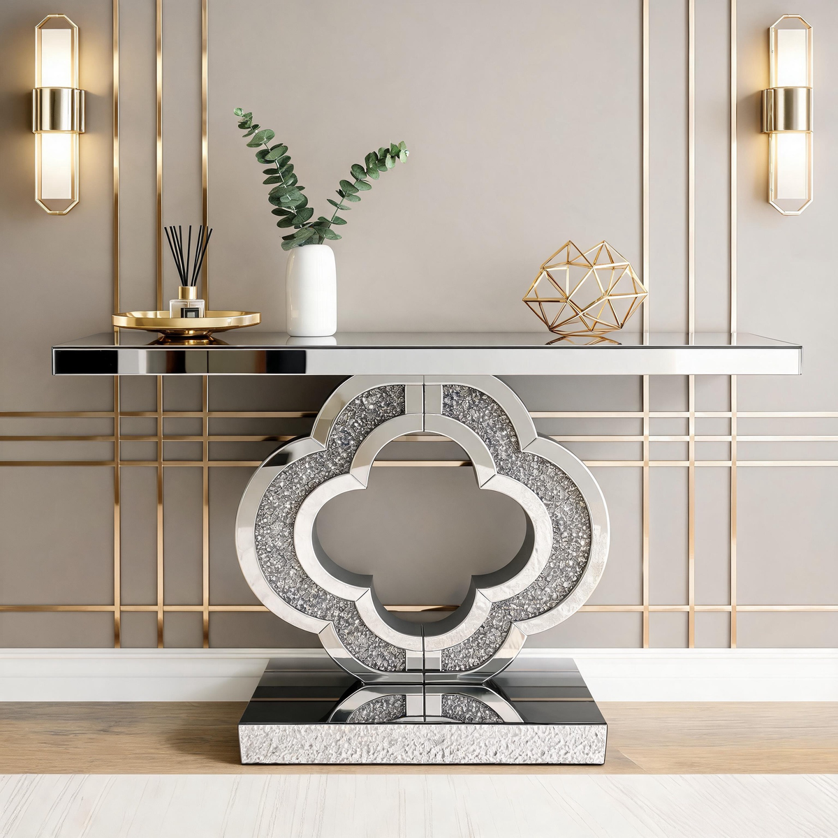 Engineered Wood Console Table Silver