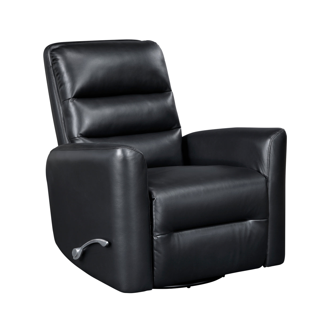 Black Glider Recliner Swivel Motion Chair Faux Leather