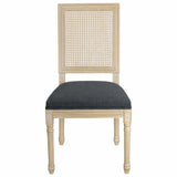 Grey Upholstered Dining Chairs Set of 2 Rattan Back
