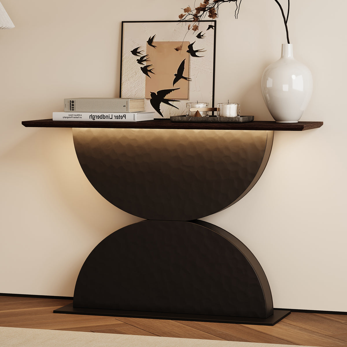 Engineered Wood Console Table Walnut/Black