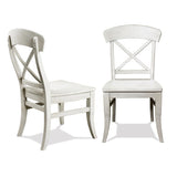 Cross-Back Dining Chairs - Hardwood - Smoky White - Set of 2