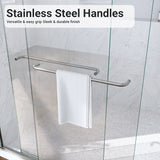 56"-60"W*60" H Semi-Frameless Double Sliding Shower Door, Bypass Shower Door