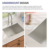Laundry Sink 24 Inch - 24x18x12 Inch Undermount Utility Sink Deep Single Bowl