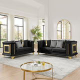 Velvet Luxury Sofa Set 89" 3-Seater & 69" Loveseat Black