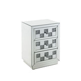 Accent Table - Mirrored With Faux Diamonds - 3 Drawers