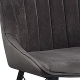 Side Chair Set of 2 - Dark Gray Fabric - Channel Tufted Back