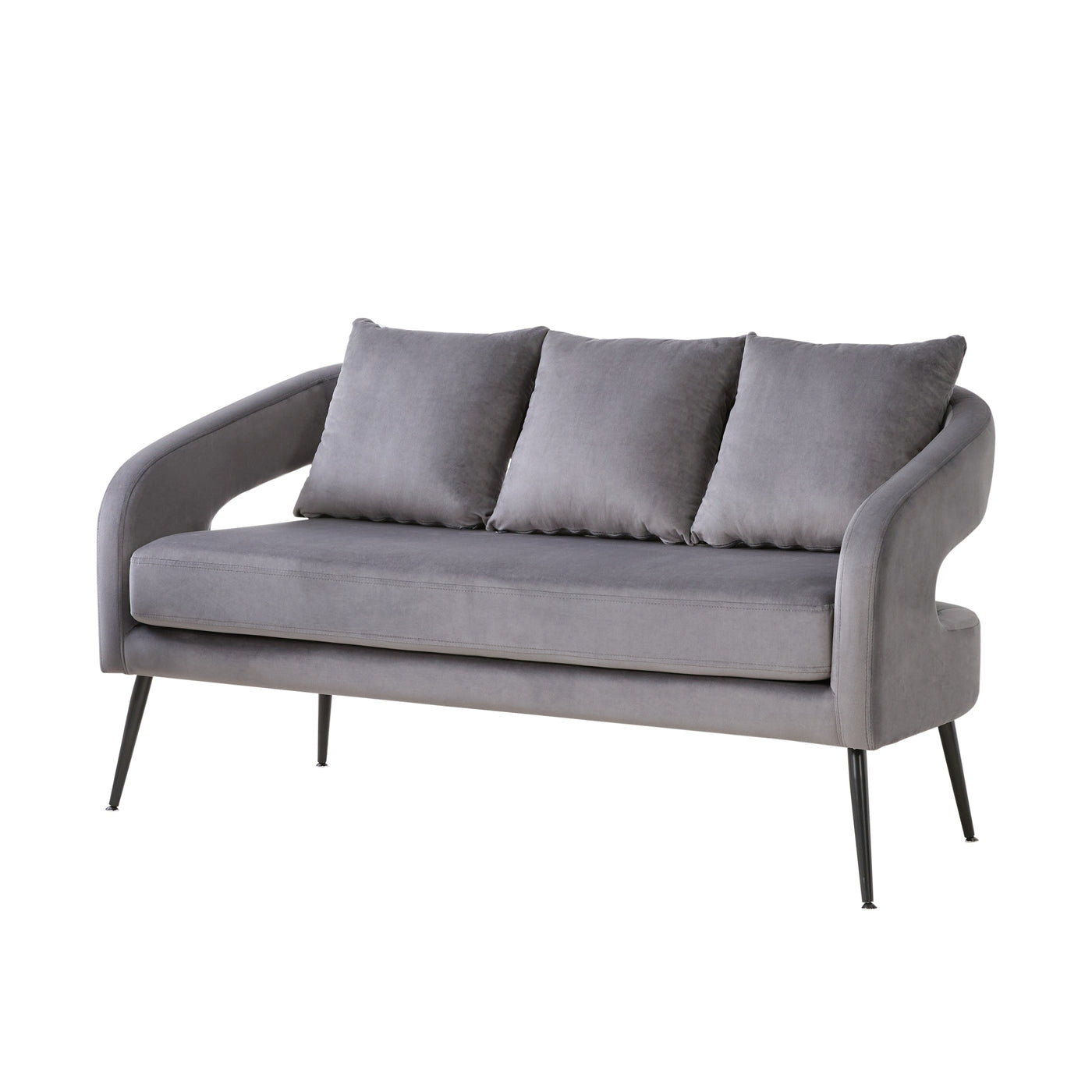 Modern Velvet 2-Seater Loveseat Settee with Pillows