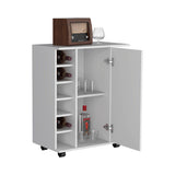 Bar Cart with Casters - 6-Bottle Wine Rack - Side Shelves