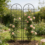 Black Metal Garden Trellis 71" x 19.7" Rustproof Iron Frame