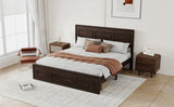 Queen Pine Platform Bed Brown