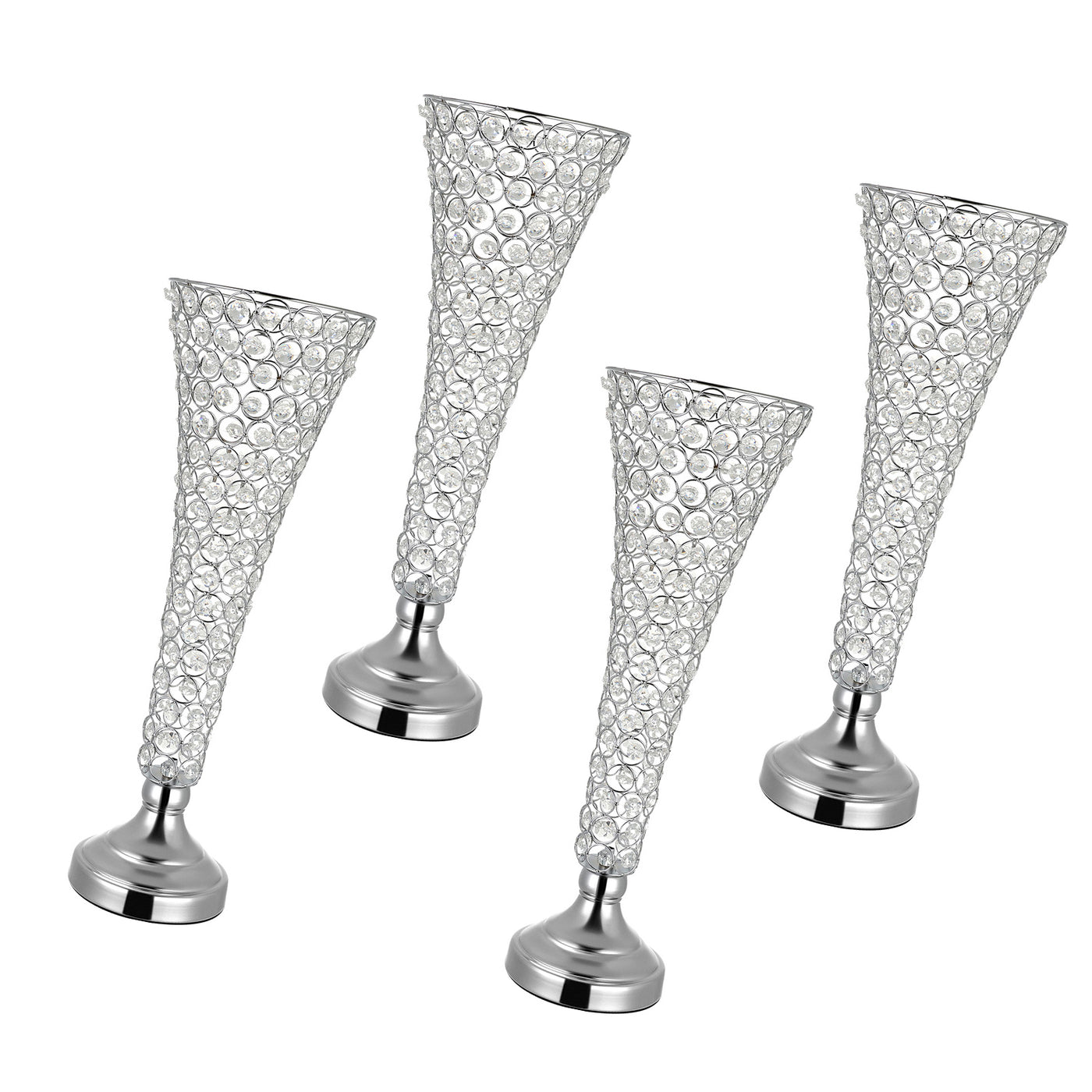 4 Pc Crystal Cylinder Flower Vase 20" Tall Wedding Centerpiece
