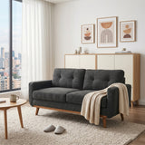 Wood Loveseat Dark Grey 65"