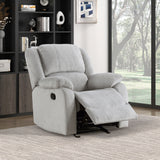 Gray Chenille Reclining Chair Pillowtop Arms Wood Frame